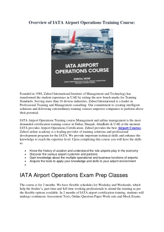 Overview of IATA Airport Operations Training Courses