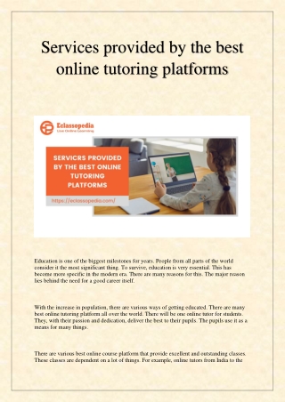 Services provided by the best online tutoring platforms