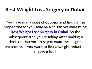 Best Weight Loss Surgery in Dubai