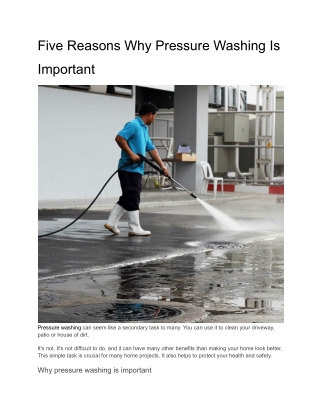 Five Reasons Why Pressure Washing Is Important