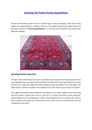 Choosing The Perfect Persian Rug Brisbane