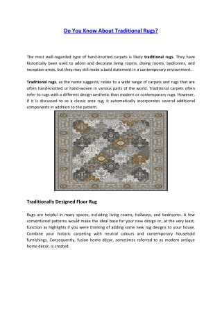 Do You Know About Traditional Rugs