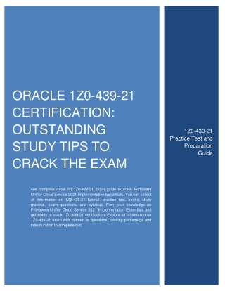 Oracle 1Z0-439-21 Certification: Outstanding Study Tips to Crack the Exam