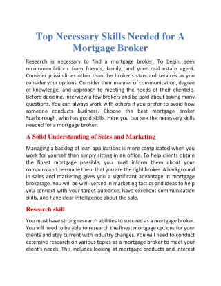 Top necessary skills needed for a mortgage broker