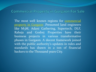 Commercial Property in Gurgaon For Sale