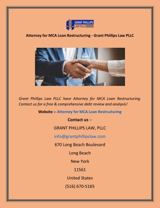 Attorney for MCA Loan Restructuring Grant Phillips Law PLLC