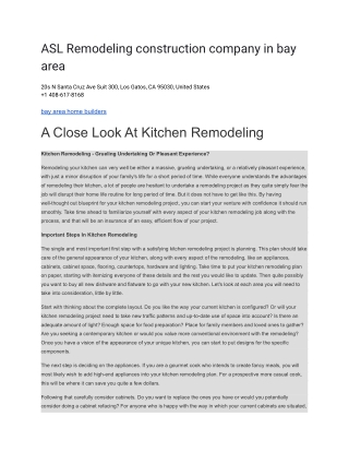 ASL Remodeling construction company in bay area