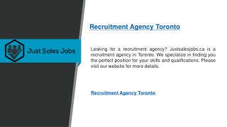 Recruitment Agency Toronto   Justsalesjobs.ca