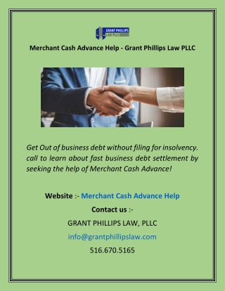 Merchant Cash Advance Help - Grant Phillips Law PLLC
