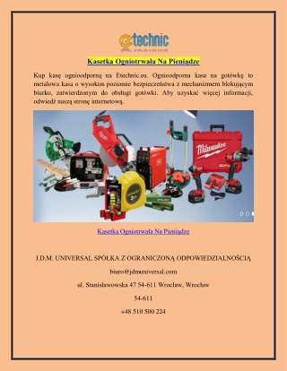 Kasetka Ogniotrwała Na Pieniądze  Etechnic.eu