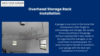 Some Ways to Free up your space by investing in the Overhead Storage Rack Installation