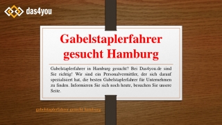 Gabelstaplerfahrer gesucht Hamburg | Das4you.de