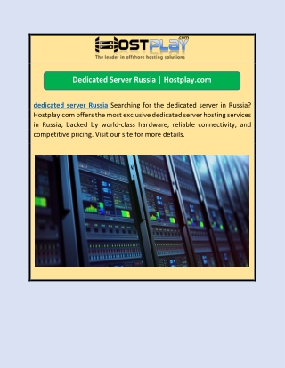 Dedicated Server Russia | Hostplay.com