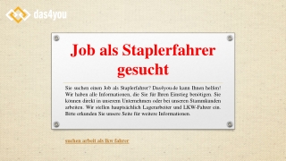 Job als Staplerfahrer gesucht | Das4you.de