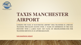 Taxis Manchester Airport | MMA Transfers