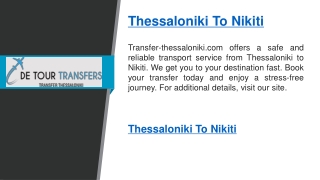 Thessaloniki To Nikiti   Transfer-thessaloniki.com