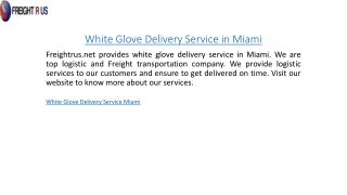 White Glove Delivery Service in Miami