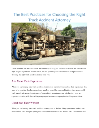 Attorney for truck accidents
