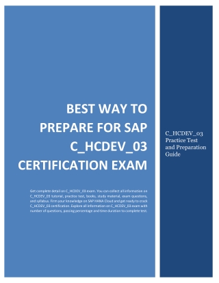 Best Way to Prepare for SAP C_HCDEV_03 Certification Exam