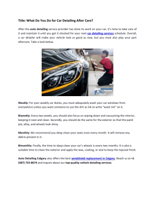 What Do You Do for Car Detailing After Care- Auto Detailing Calgary