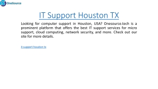 IT Support Houston TX   Onesource.tech