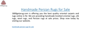 Handmade Persian Rugs for Sale  1800getarug.com