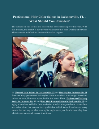 Professional Hair Color Salons in Jacksonville, FL - What Should You Consider