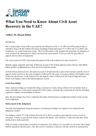 What You Need to Know About Civil Asset Recovery in the UAE