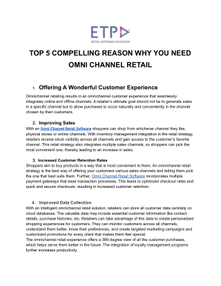 TOP 5 COMPELLING REASON WHY YOU NEED OMNI CHANNEL RETAIL