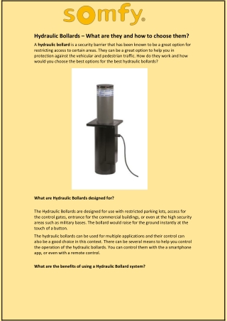 Hydraulic Bollards – What are they and how to choose them?