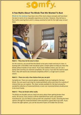 A Few Myths About The Blinds That We Wanted To Bust