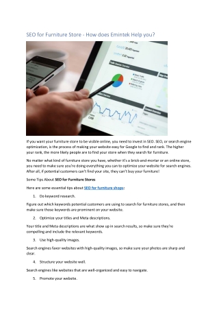 SEO for Furniture Store - How does Emintek Help you?