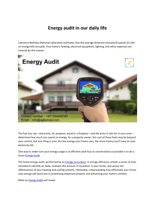 Energy audit in our daily life