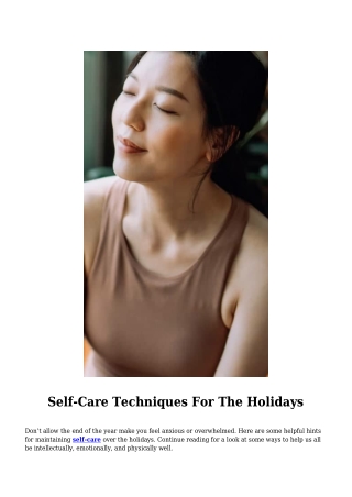 Self-Care Techniques For The Holidays