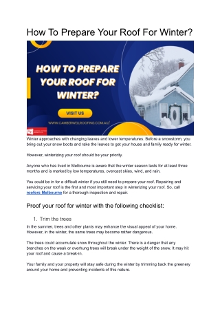 How To Prepare Your Roof For Winter?