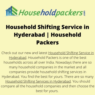 Household Shifting Service in Hyderabad  Household Packers