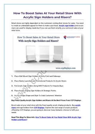 How To Boost Sales At Your Retail Store With Acrylic Sign Holders and Risers