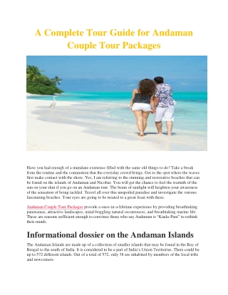 A Complete Tour Guide for Andaman Couple Tour Packages