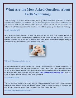 What Are the Most Asked Questions About Teeth Whitening?
