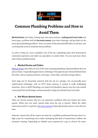 Common Plumbing Problems and How to Avoid Them