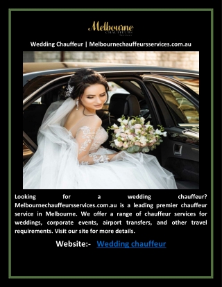 Wedding Chauffeur | Melbournechauffeursservices.com.au