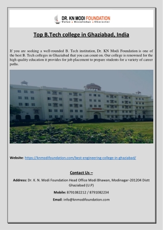 Top B.Tech College In Ghaziabad, India