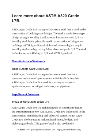 Learn more about ASTM A320 Grade L7B.