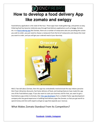How to develop a food delivery App like zomato and swiggy