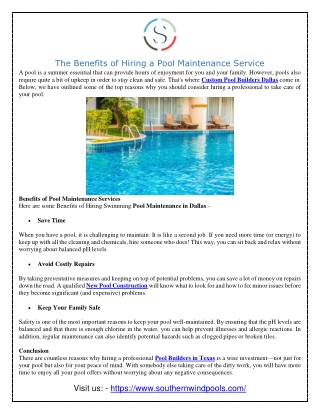 New Pool Construction
