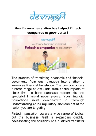 How finance translation has helped Fintech companies to grow better?