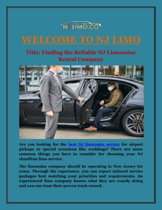 Finding the Reliable NJ Limousine Rental Company