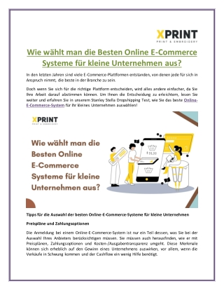 Wie wählt man die Besten Online E-Commerce Systeme für kleine Unternehmen aus?