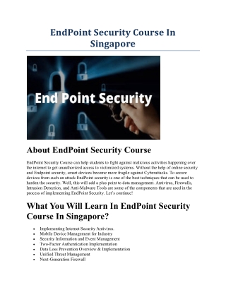 EndPoint Security Course In Singapore