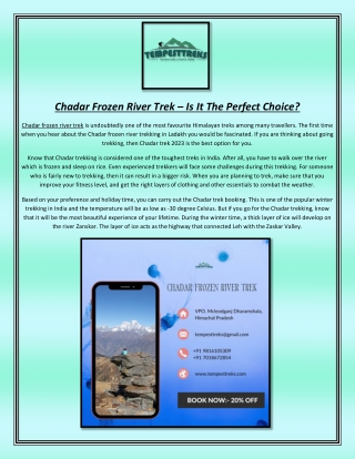 Chadar Frozen River Trek – Is It The Perfect Choice?